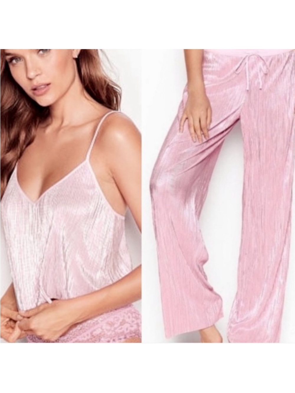 VICTORIA'S SECRET PINK SHINE PLEAT CAMI & PANT
PAJAMA SET